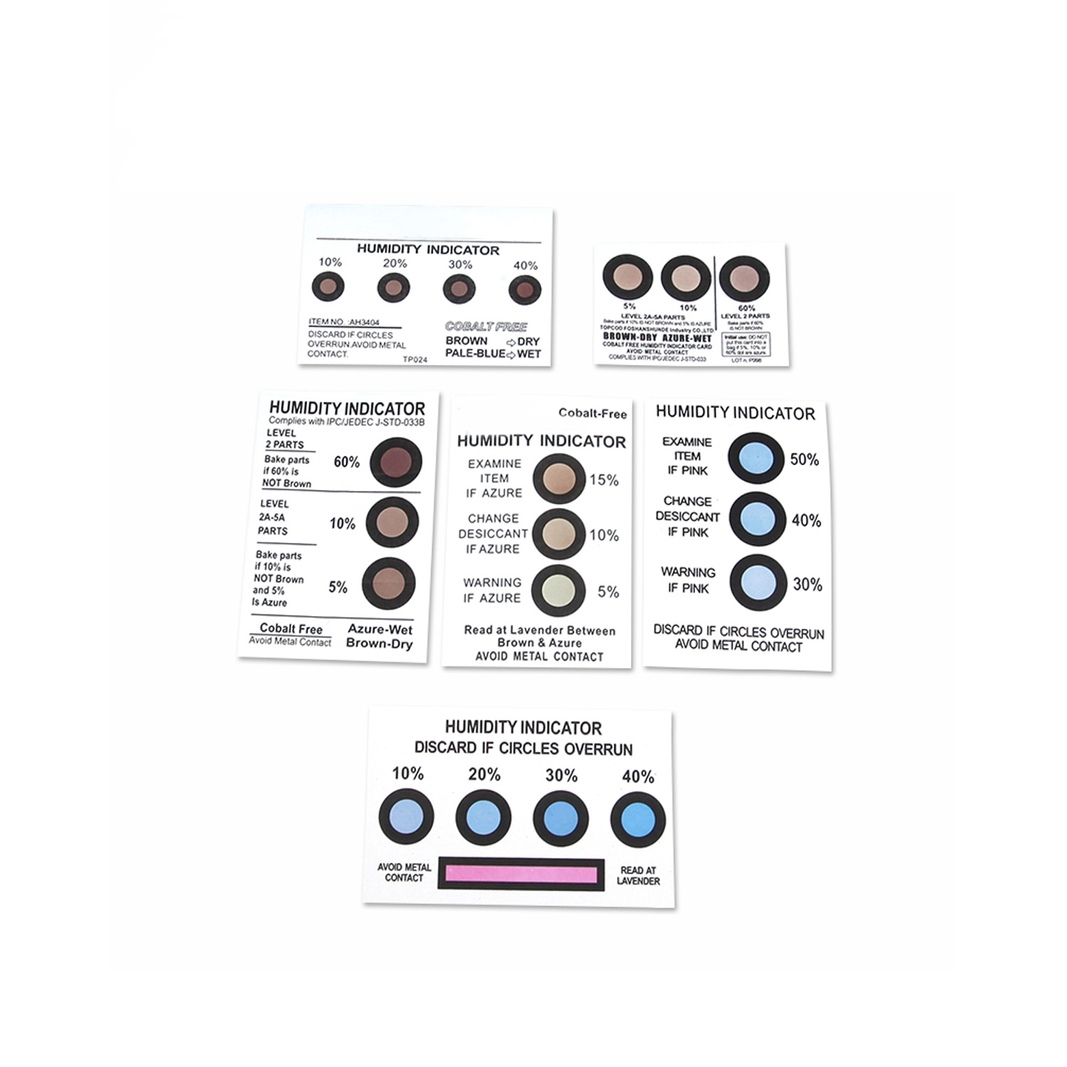 6 Dots(10%-60%) Cobalt Dichloride Free Blue To Pink HIC for Sensitive Components