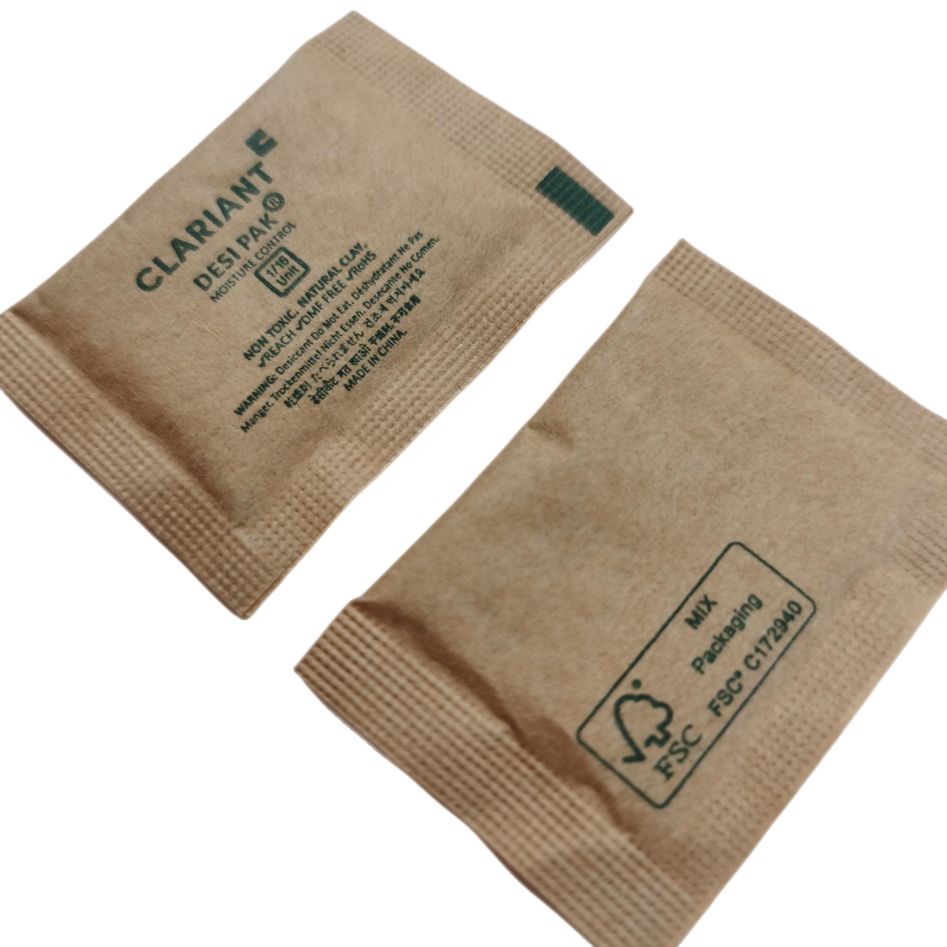 Desi Pak Clay Desiccant in Biodegradable Kraft Bags (1/16u) with FSC Certification