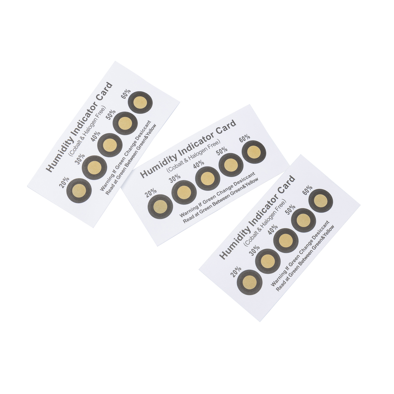 6 Spots 10%-60% Yellow To Green Cobalt & Halogen Free Humidity Indicator Card (HIC) for semiconductors