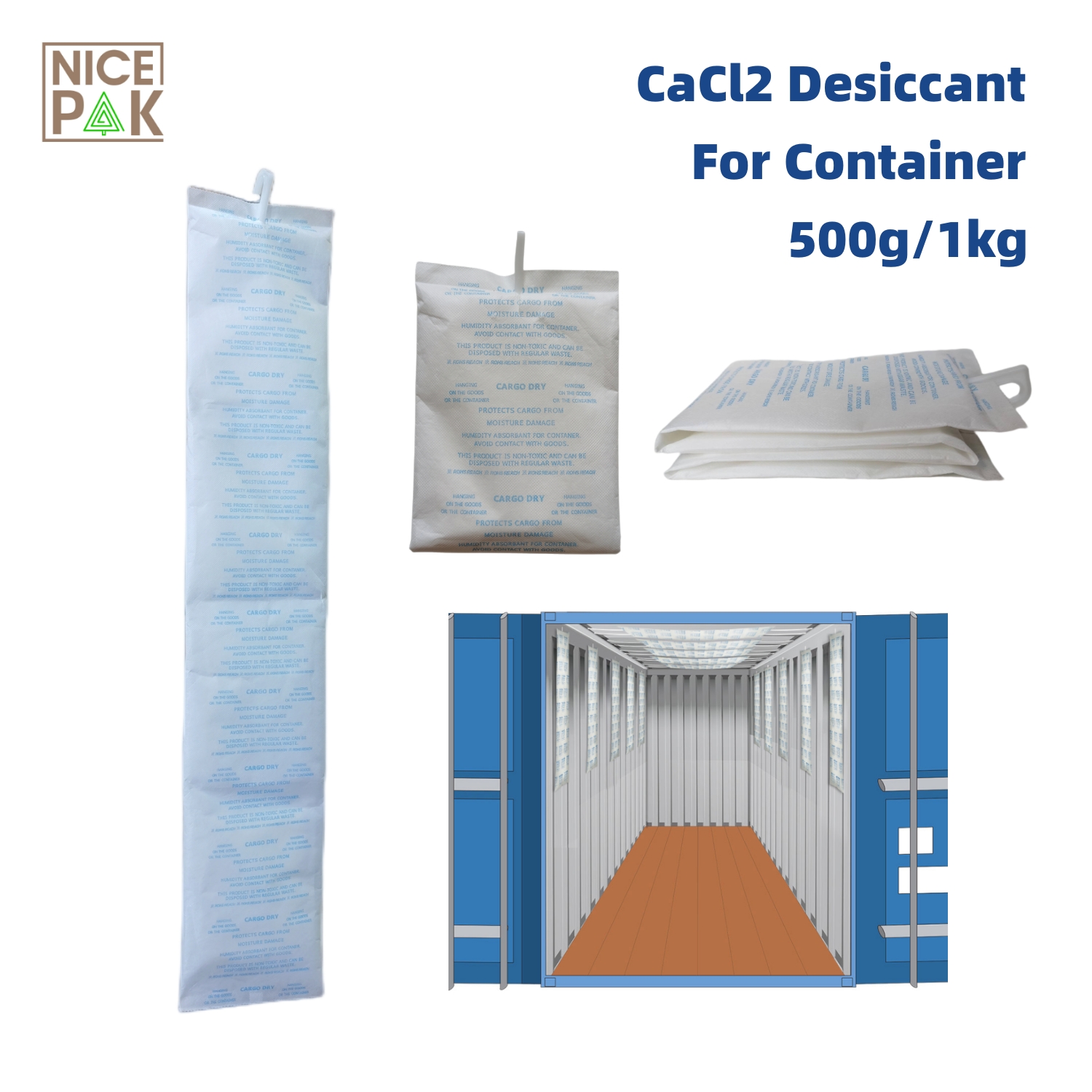 500g Container Desiccant with 300% Absorption Calcium Chloride Based