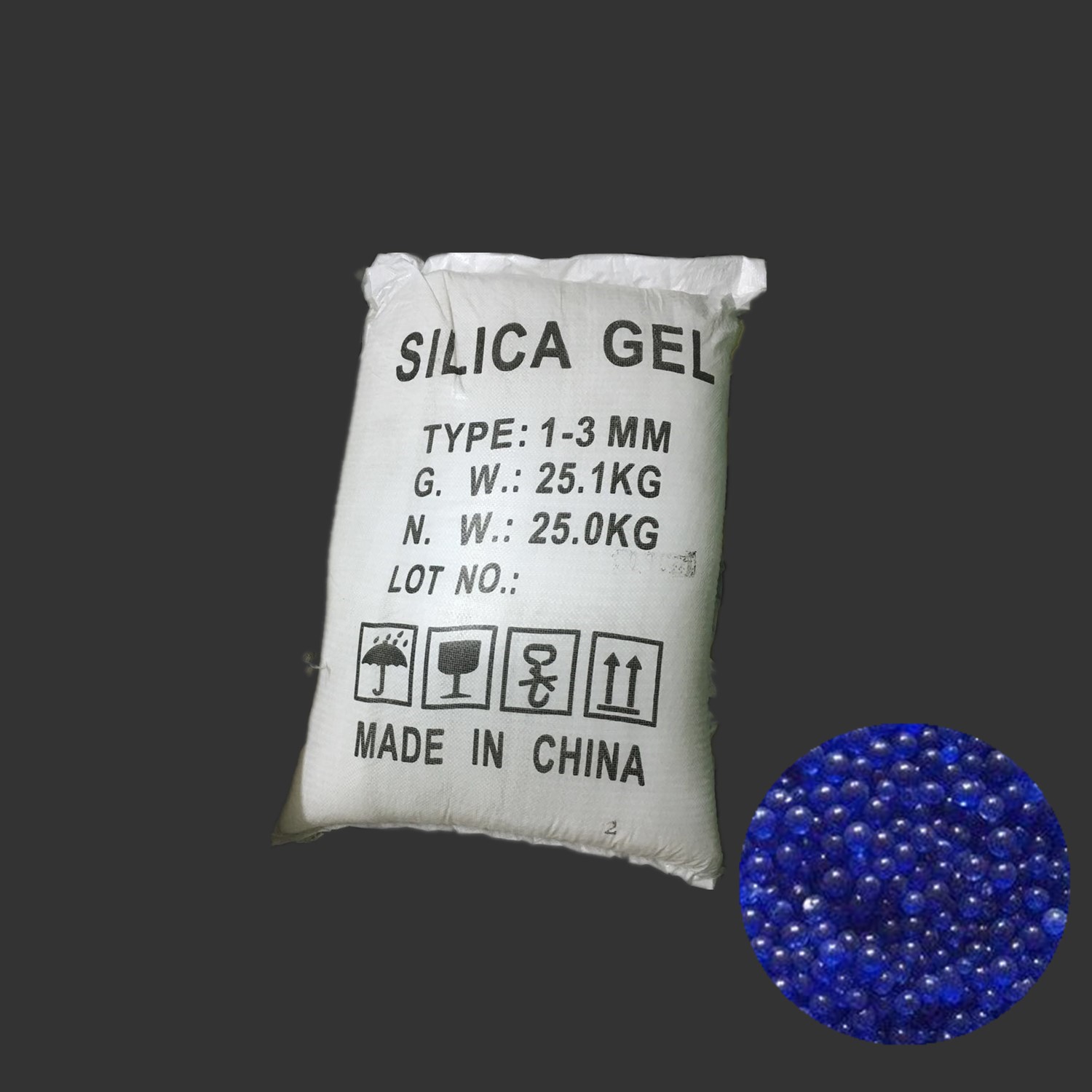 Ball Shape Indicative Blue Silica Gel For Breather(1-3/2-4/3-5 Mm) 25kg Bulk Bag